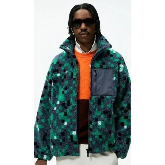 ZARA MAN NWT FW22 GRAY ABSTRACT PRINT FLEECE JACKET 3548/307 l-xl - Picture 11 of 13